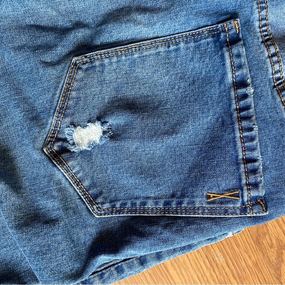 Missy Vintage America Blue Relaxed Jeans Distressed Button Fly Taper - Picture 4 of 8